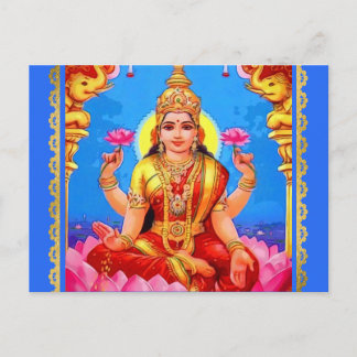 Beautiful Golden Lakshmi Diwali Goddess Postcard