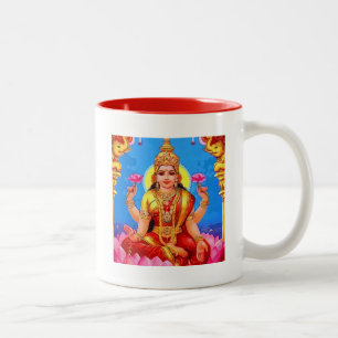 Beautiful Golden Lakshmi Diwali Goddess Two-Tone Coffee Mug