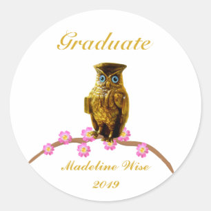 Beautiful Golden Owl Graduate Sticker