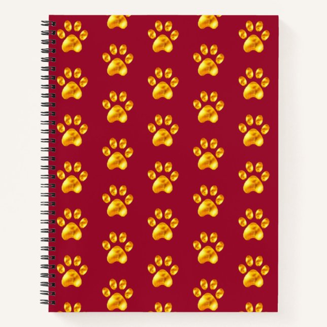 Beautiful Golden Paws on Maroon Notebook (Front)