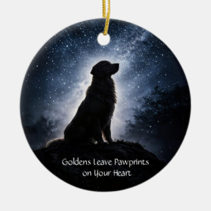 Beautiful Golden Retriever Starry Sky Holiday Ceramic Tree Decoration