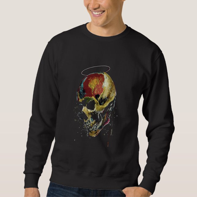 Beautiful Golden Skull Abstract Graffiti Graphic Sweatshirt (Front)