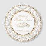 Beautiful Golden Wedding Bands Magnet<br><div class="desc">Wedding Day Favour Magnet. A Wedding Day Keepsake from the Bride and Groom ready to personalise. ⭐This Product is 100% Customisable. Graphics and / or text can be added, deleted, moved, resized, changed around, rotated, etc... ⭐ (Please be sure to resize or move graphics if needed before ordering) 99% of...</div>