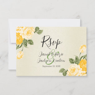 Beautiful Golden Yellow Floral - RSVP Card