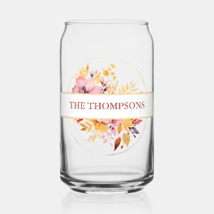 Beautiful Golden Yellow Monogram Wedding  Can Glass