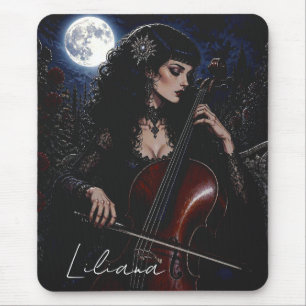 Beautiful Gothic Beauty Playing Cello Personalised Mouse Pad