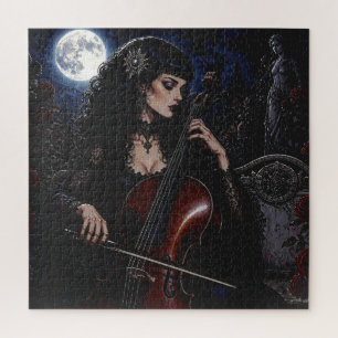 Beautiful Gothic Beauty Playing the Cello  Jigsaw Puzzle