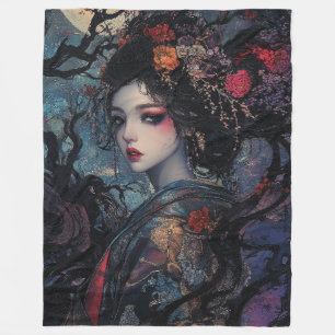Beautiful Gothic Geisha Fleece Blanket