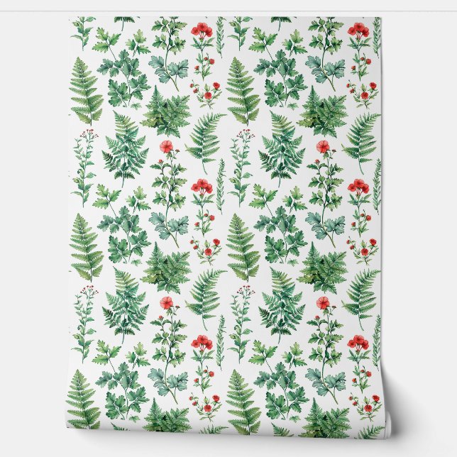 Beautiful graceful green twigs of different types  wallpaper (Unrolling)