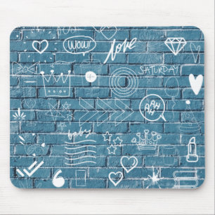 Beautiful Graffiti on Wall Green Calligraphy Mouse Pad