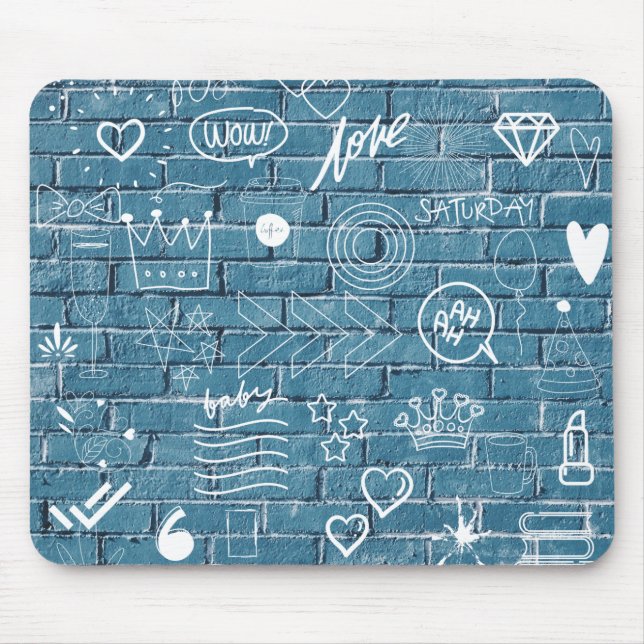 Beautiful Graffiti on Wall Green Calligraphy Mouse Pad (Front)