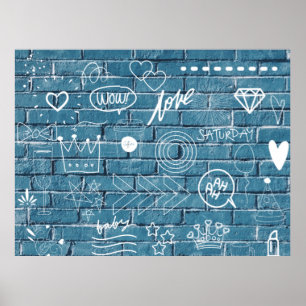 Beautiful Graffiti on Wall Green Calligraphy Poster