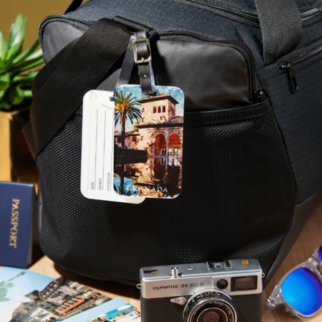 Beautiful Granada Spain Alahmbra Travel Luggage Tag (Front & Back)