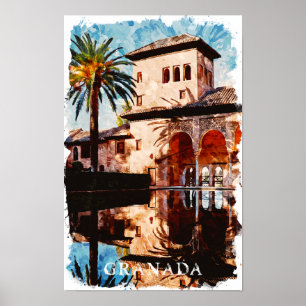 Beautiful Granada Spain Alahmbra Travel Poster