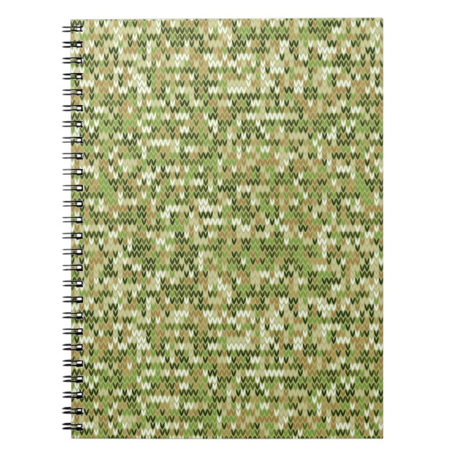 Beautiful granny knit pattern in green olive colou notebook (Front)