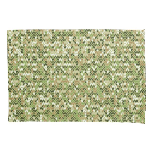 Beautiful granny knit pattern in green olive colou pillowcase (Front)