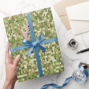 Beautiful granny knit pattern in green olive colou wrapping paper