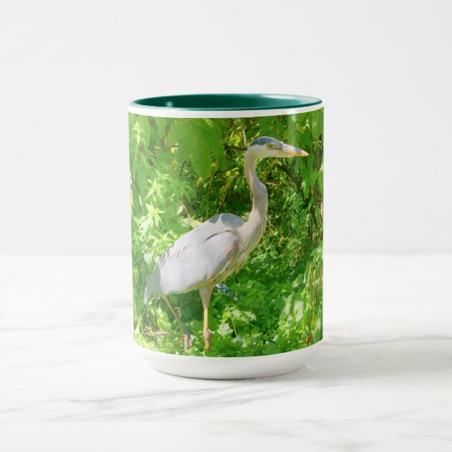 Beautiful great blue heron in the wild  mug (Center)