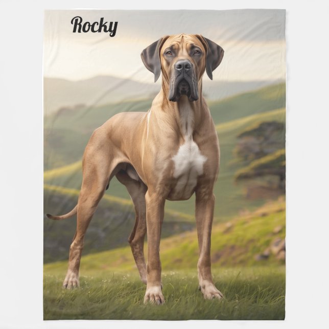 Beautiful Great Dane Personalised Fleece Blanket (Front)