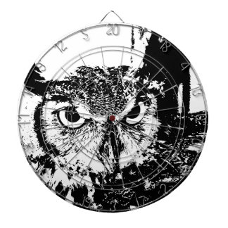 Beautiful Great Horned Owl Black & White Graphic Dartboard