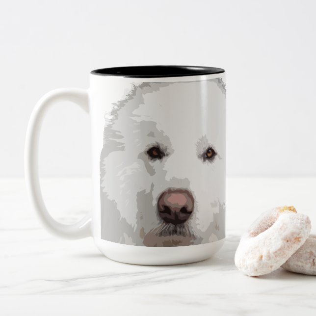 Beautiful Great Pyrenees Dog Coffee Mug (With Donut)