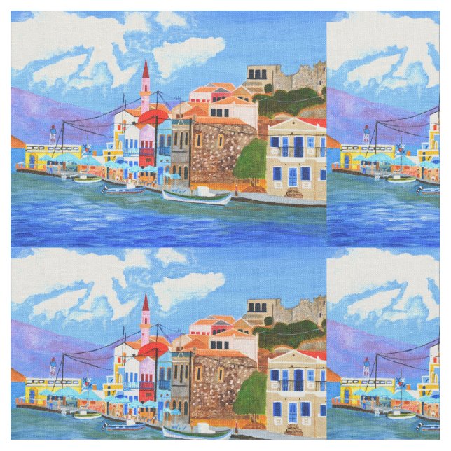 Beautiful Greece cotton fabric  (Close Up)