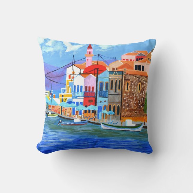 Beautiful Greece Throw Pillow (Front)