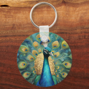 Beautiful Green and blue Peacock Key Ring