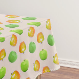 Beautiful Green Apples on Light Beige Tablecloth