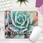Beautiful Green Cactus Photo Custom Name Script Mouse Pad<br><div class="desc">Dream of sunny days and a summer’s garden whenever you use this beautiful pink-tipped, mint green, cactus photo custom name mousepad. Makes a great gift for someone special! Just type in the name of your choice and you can easily personalise this custom name mousepad. Please message me with any questions...</div>