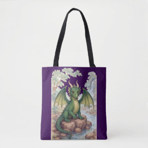 Beautiful green dragon tote bag