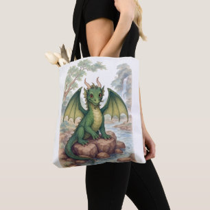 Beautiful green dragon tote bag