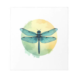 Beautiful Green Dragonfly Watercolor Art Insect Lo Notepad