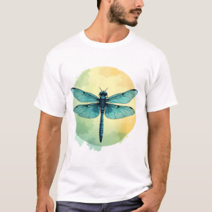 Beautiful Green Dragonfly Watercolor Art Insect Lo T-Shirt