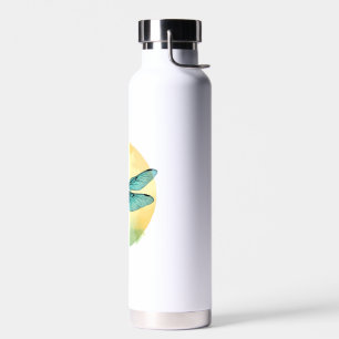 Beautiful Green Dragonfly Watercolor Art Insect Lo Water Bottle