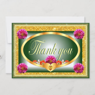 Beautiful green floral design thank you card