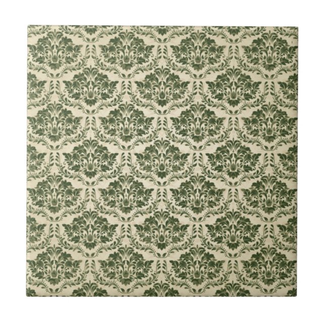 Beautiful Green Floral Pattern - Vintage Tile (Front)