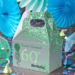 Beautiful Green Glitter & Ribbon 60th Birthday Favour Box<br><div class="desc">Beautiful Green Glitter and Shiny Green Ribbon with a unique green glitter number 60.</div>
