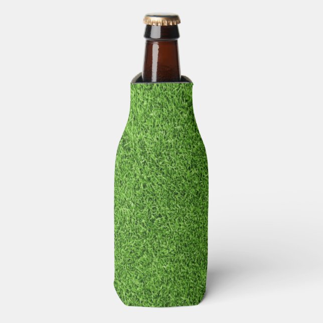 Beautiful green grass texture from golf course bottle cooler (Bottle Front)