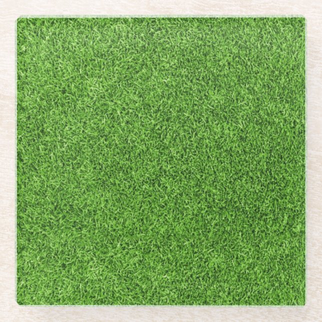 Beautiful green grass texture from golf course glass coaster (Front)