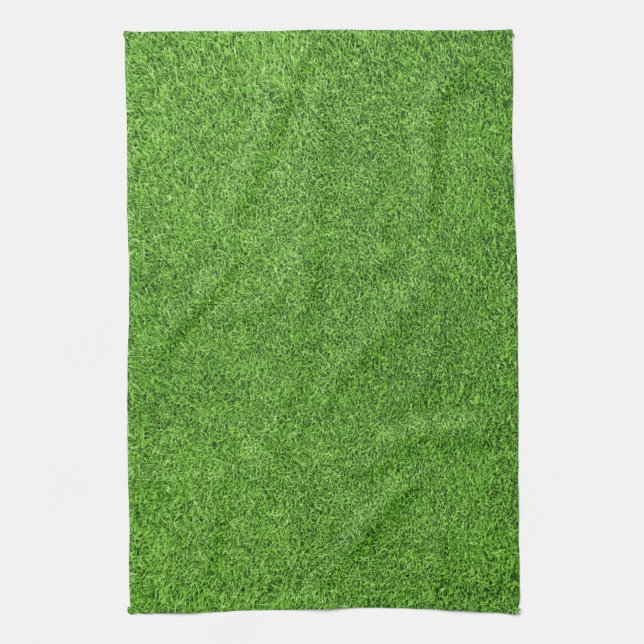 Beautiful green grass texture from golf course tea towel (Vertical)
