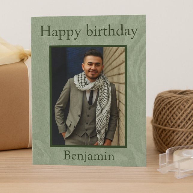 Beautiful Green Happy Birthday my Husband Photo Card (Creator Uploaded)