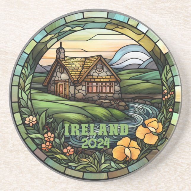Beautiful Green Ireland Souvenir Coaster (Front)
