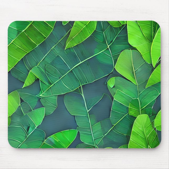 Beautiful Green Leaves Pattern Mouse Pad (Front)