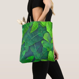 Beautiful Green Leaves Pattern Tote Bag