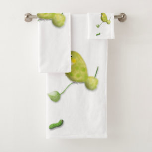 Beautiful green Lovebird towels set