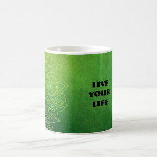 Beautiful Green Mandala with quote. Coffee Mug