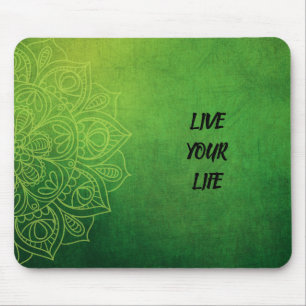 Beautiful Green Mandala with Quote Mouse Pad