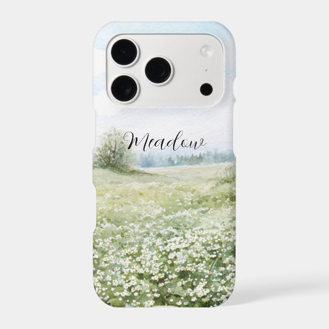 Beautiful Green Meadow Flowers Blue Sky (Back)