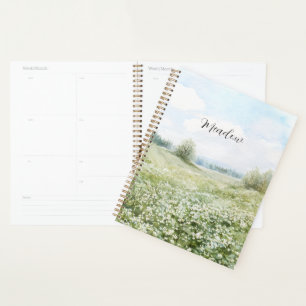 Beautiful Green Meadow Flowers Blue Sky Planner